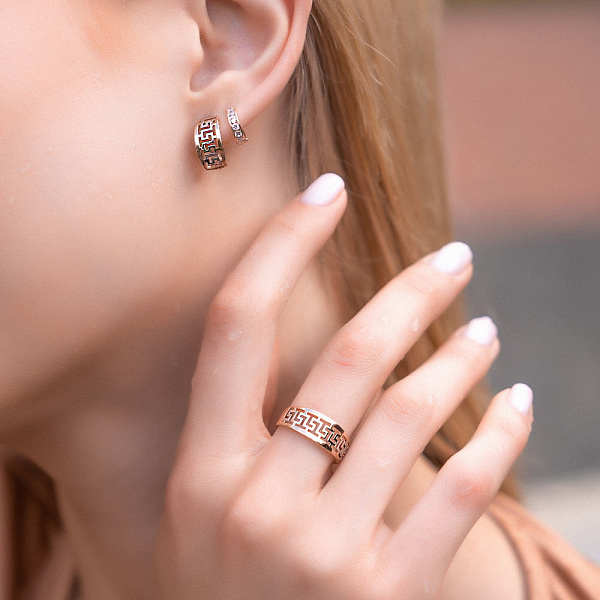 Серьги Олимпия из красного золота с греческим орнаментом (арт. 111182) – изображение 5