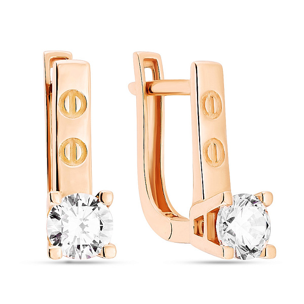 Золотые серьги с белыми фианитами (арт. 107634) – изображение 1