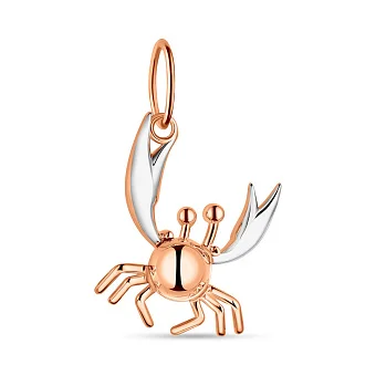 Золотой кулон Краб с родированием (арт. 424499р)