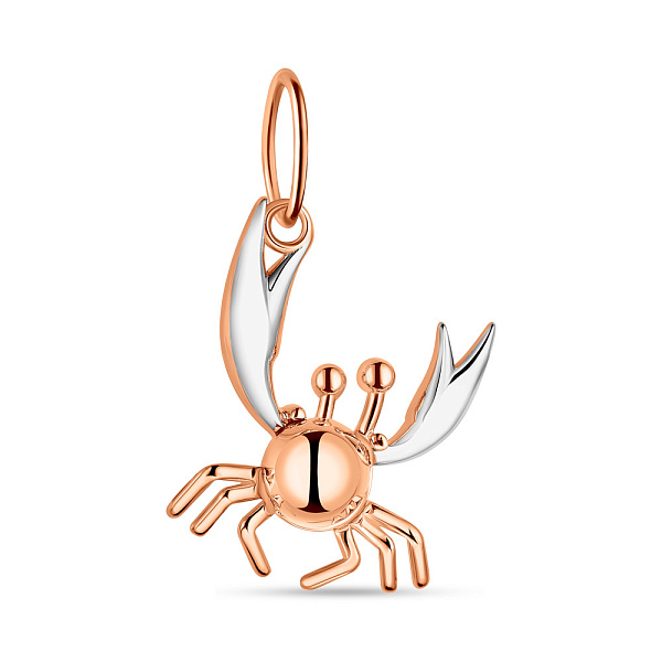 Золотой кулон Краб с родированием (арт. 424499р) – изображение 1