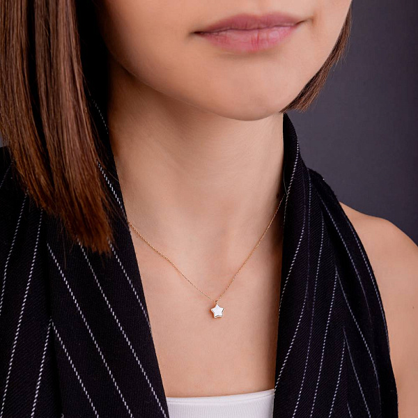 Золотое колье с перламутром (арт. 352591п) – изображение 3