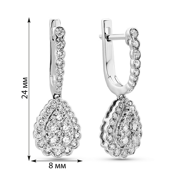 Серьги-подвески из белого золота с бриллиантами (арт. С341449090б) – изображение 2