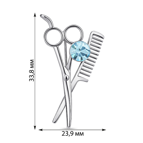 Срібна брошка Ножиці з альпінітом (арт. 7505/241аг) – зображення 2