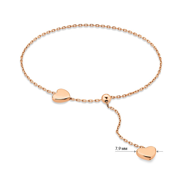 Браслет золотий з сердечком (арт. 326808) – зображення 2