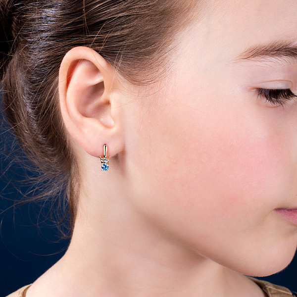 Сережки дитячі з червоного золота з фіанітами (арт. 110817г) – зображення 2