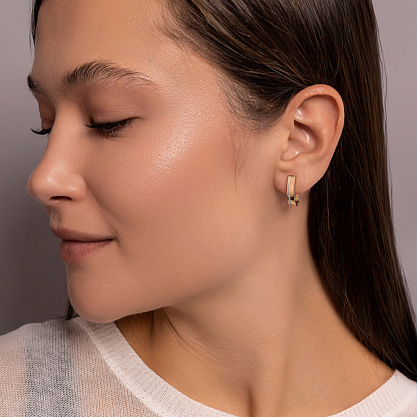 Сережки з жовтого золота з доріжкою з фіанітів (арт. 110485ж) – зображення 3