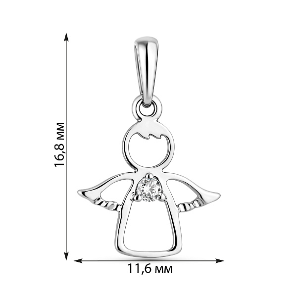Підвіска Янгол з білого золота з фіанітом (арт. 440646б) – зображення 2