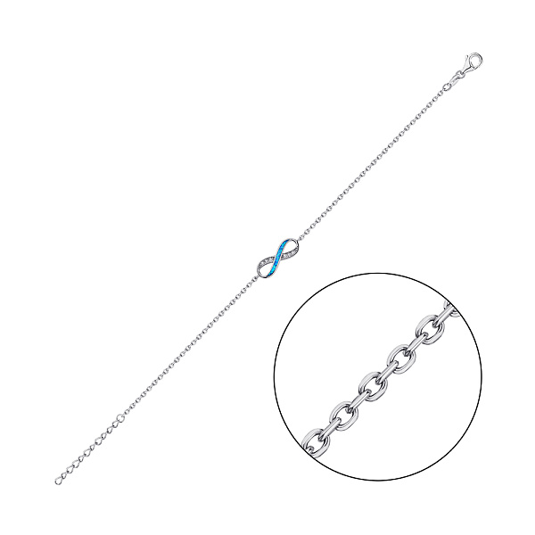 Серебряный браслет Бесконечность с опалом и фианитами (арт. 7509/4571Пос) – изображение 1