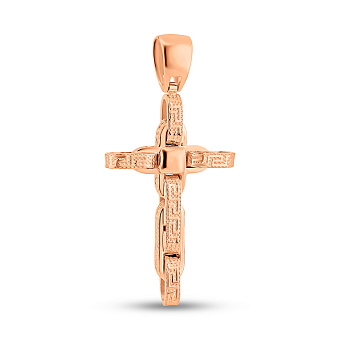Крестик из красного золота с узором (арт. 424957/2)