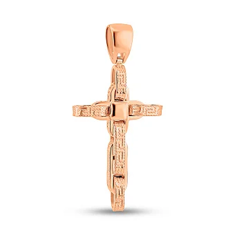 Хрестик з червоного золота з узором (арт. 424957/2)