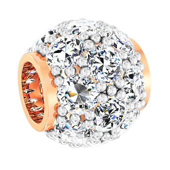 Фото Золотой шарм-бусина с фианитами (арт. 440328)