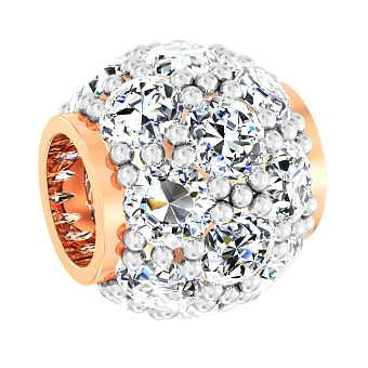 Золотой шарм-бусина с фианитами (арт. 440328)