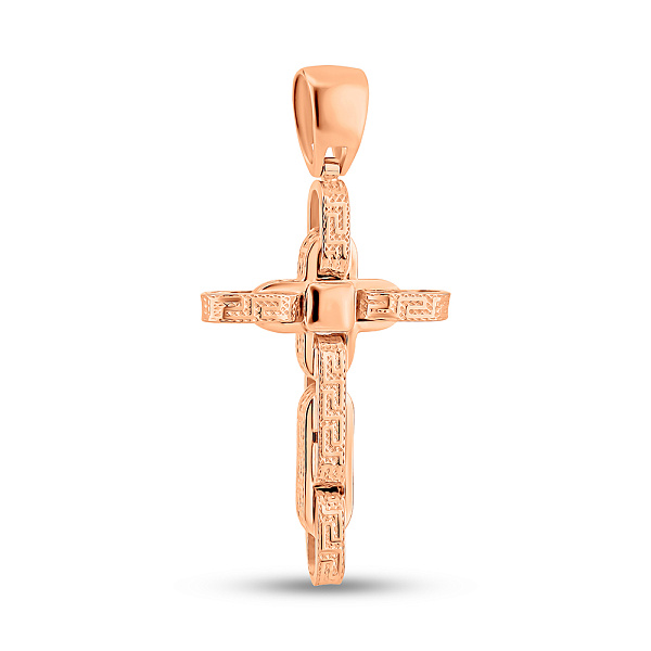 Хрестик з червоного золота з узором (арт. 424957/2) – зображення 1