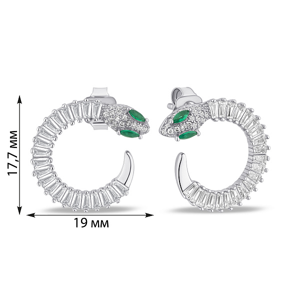 Срібні сережки-пусети з альпінітами і фіанітами (арт. 7518/7260аз) – зображення 2