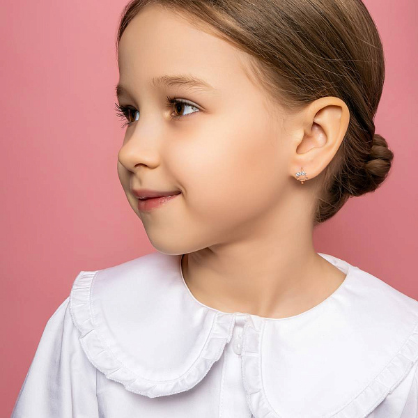 Дитячі сережки Кошенята з червоного золота (арт. 110918) – зображення 3