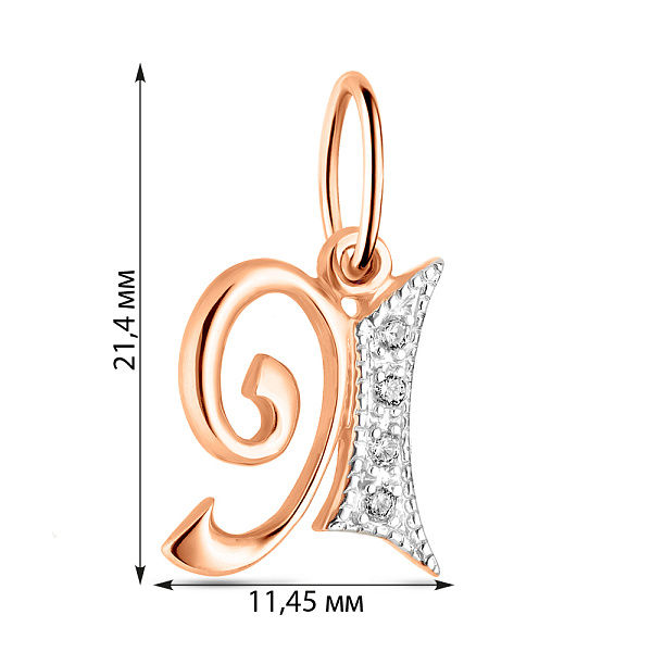 Золотая подвеска Буква Я с фианитами (арт. 440282) – изображение 2