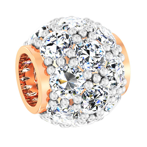 Золотой шарм-бусина с фианитами (арт. 440328) – изображение 1