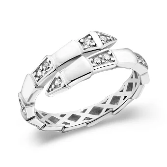 Каблучка з білого золота з фіанітами (арт. 156374б)