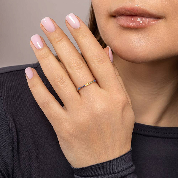 Золота каблучка з доріжкою з фіанітами (арт. 141349цв) – зображення 3