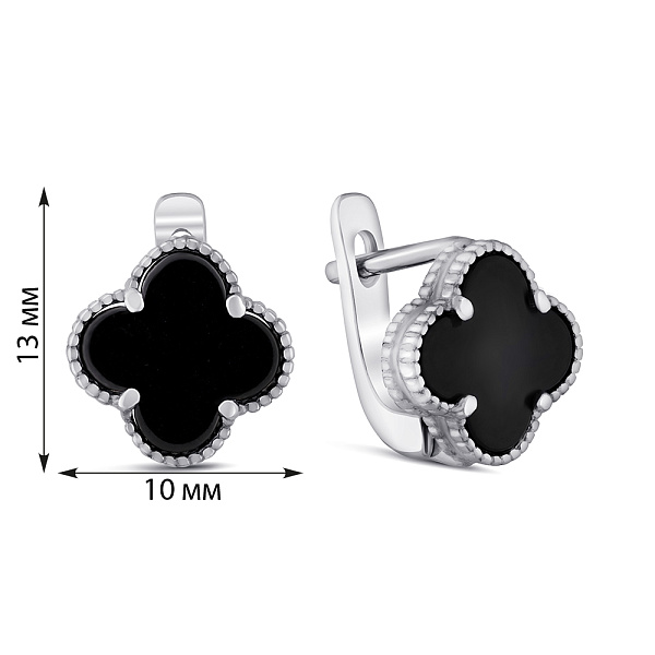 Срібні сережки Конюшина з оніксом (арт. 7502/СК2О/1495) – зображення 2