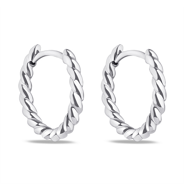 Серебряные серьги-кольца без камней (арт. 7502/4761/15) – изображение 1