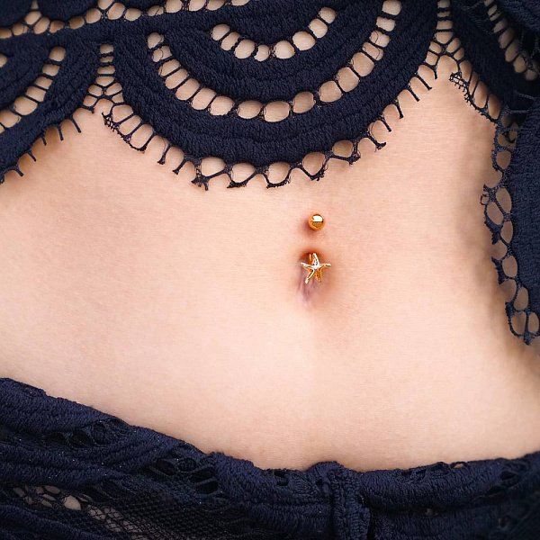 Золотой пирсинг в пупок (арт. 360243) – изображение 2