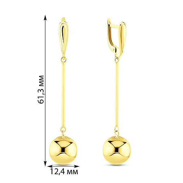 Золотые серьги-подвески без камней (арт. 104456ж) – изображение 2