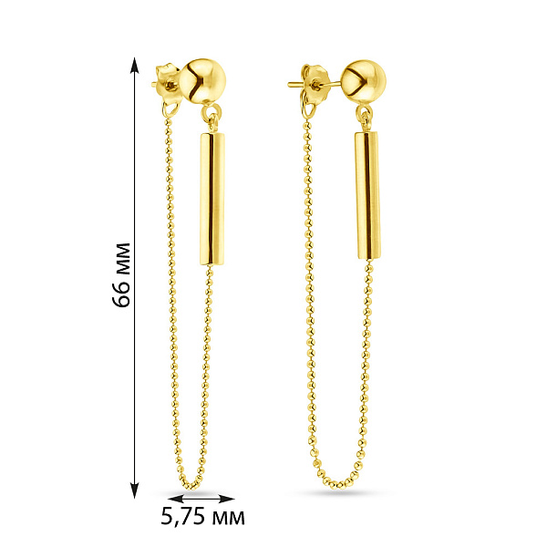 Золоті сережки пусети з підвісками (арт. 105261ж) – зображення 2