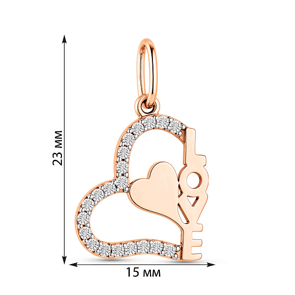 Золотая подвеска Love с фианитами (арт. 440530) – изображение 2