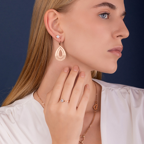 Сережки-пусети з фіанітами (арт. 109888) – зображення 3