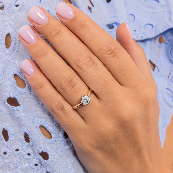 Золота каблучка для заручин з фіанітом (арт. 142500) – зображення 2