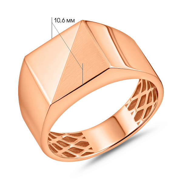 Печатка з червоного золота без каміння (арт. 180593) – зображення 2