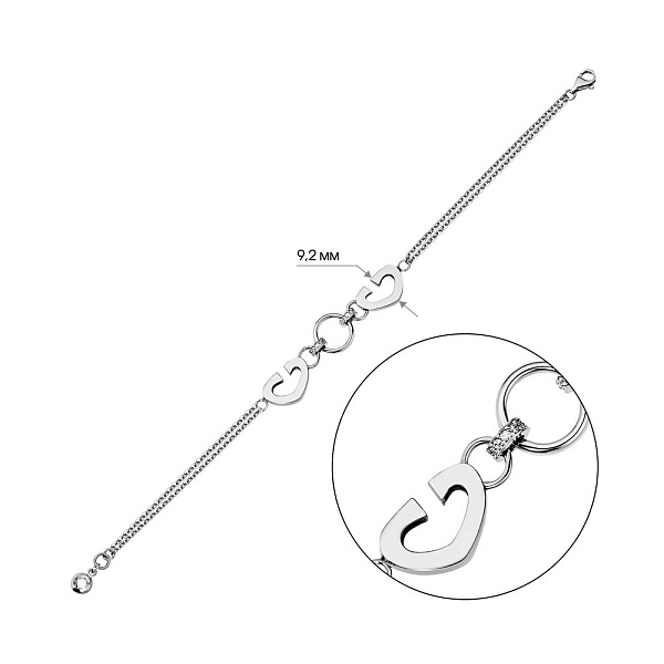 Золотой браслет в белом цвете металла (арт. 324685бП1) – изображение 2