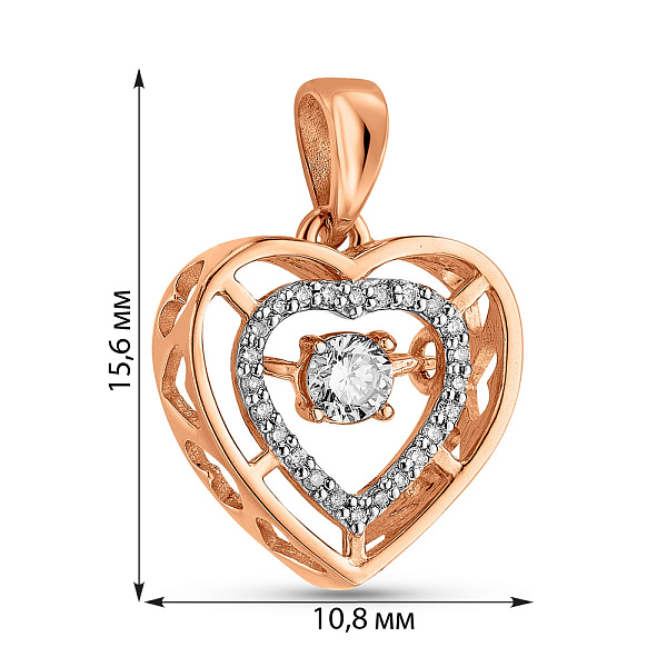Підвіска Сердечко з золота з танцюючим діамантом (арт. 3109502201) – зображення 4
