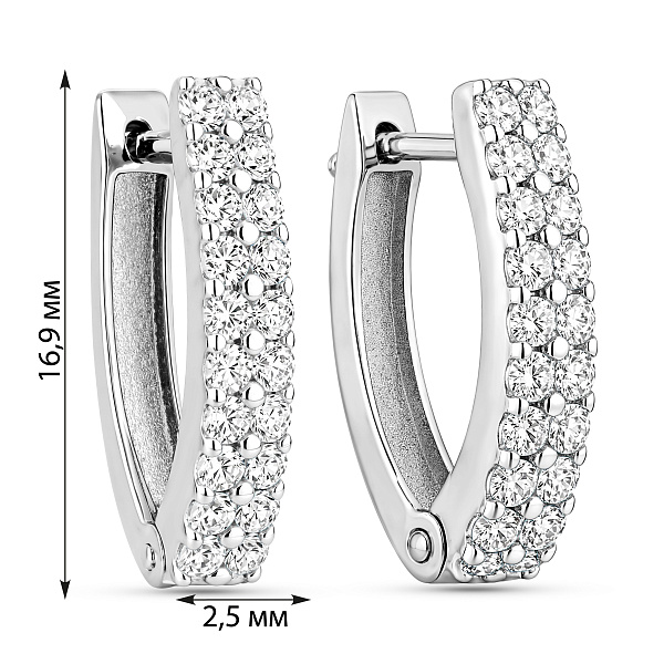 Серьги из белого золота с фианитами (арт. 110195б) – изображение 4