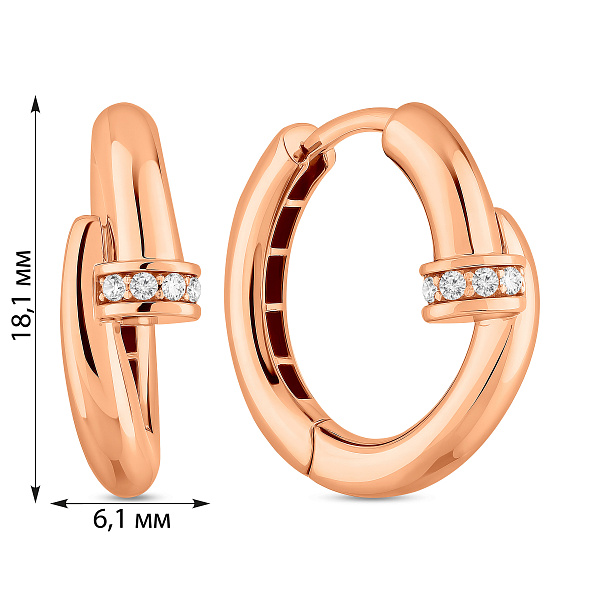 Золоті сережки Цвях  з фіанітами (арт. 1092117) – зображення 2