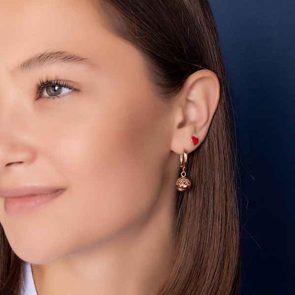 Серьги-пусеты Сердечки из золота с эмалью (арт. 2109110101ер) – изображение 2