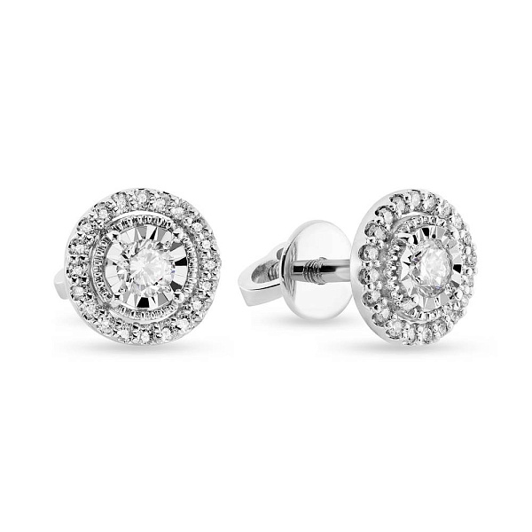 Сережки-гвоздики из белого золота с бриллиантами (арт. Т011244030б) – изображение 1