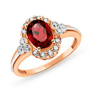 Фото Кольцо из красного золота с гранатом и фианитами (арт. 140675Пкф)