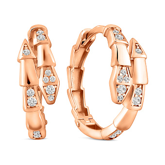 Серьги из красного золота с фианитами (арт. 111404)