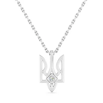 Золотий кулон Герб України-Тризуб з діамантом (арт. Ц011758б)