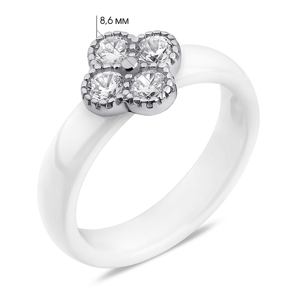 Кольцо из серебра и керамики Клевер (арт. 7501/6908кмб) – изображение 2