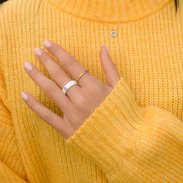 Кольцо из керамики и золота с бриллиантами (арт. К011229005бб) – изображение 3