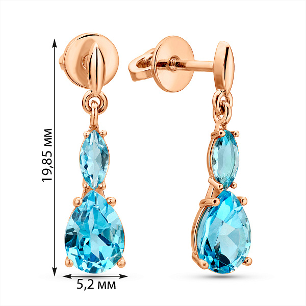 Золотые серьги с топазом  (арт. 111363Птг) – изображение 3