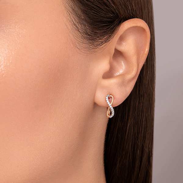 Сережки «Нескінченність» з червоного золота з фіанітами (арт. 111151) – зображення 2