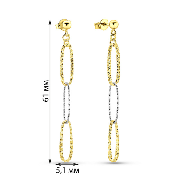 Серьги-пусеты Francelli из желтого и белого золота (арт. 109917жб) – изображение 2