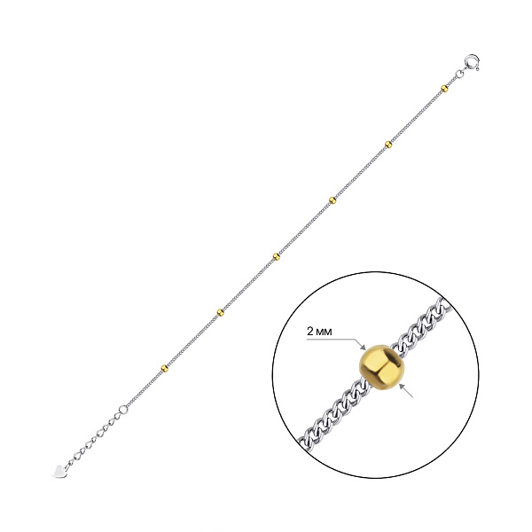 Серебряный браслет с желтым родированием (арт. 7509/4785бж) – изображение 2