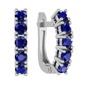 Золотые серьги с дорожкой с сапфиров (арт. 111027Пбс)