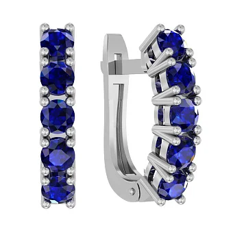 Золотые серьги с дорожкой с сапфиров (арт. 111027Пбс)