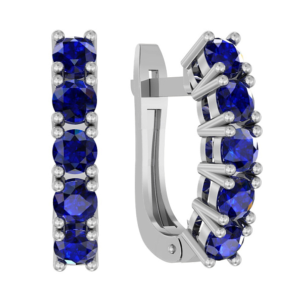 Золотые серьги с дорожкой с сапфиров (арт. 111027Пбс) – изображение 1